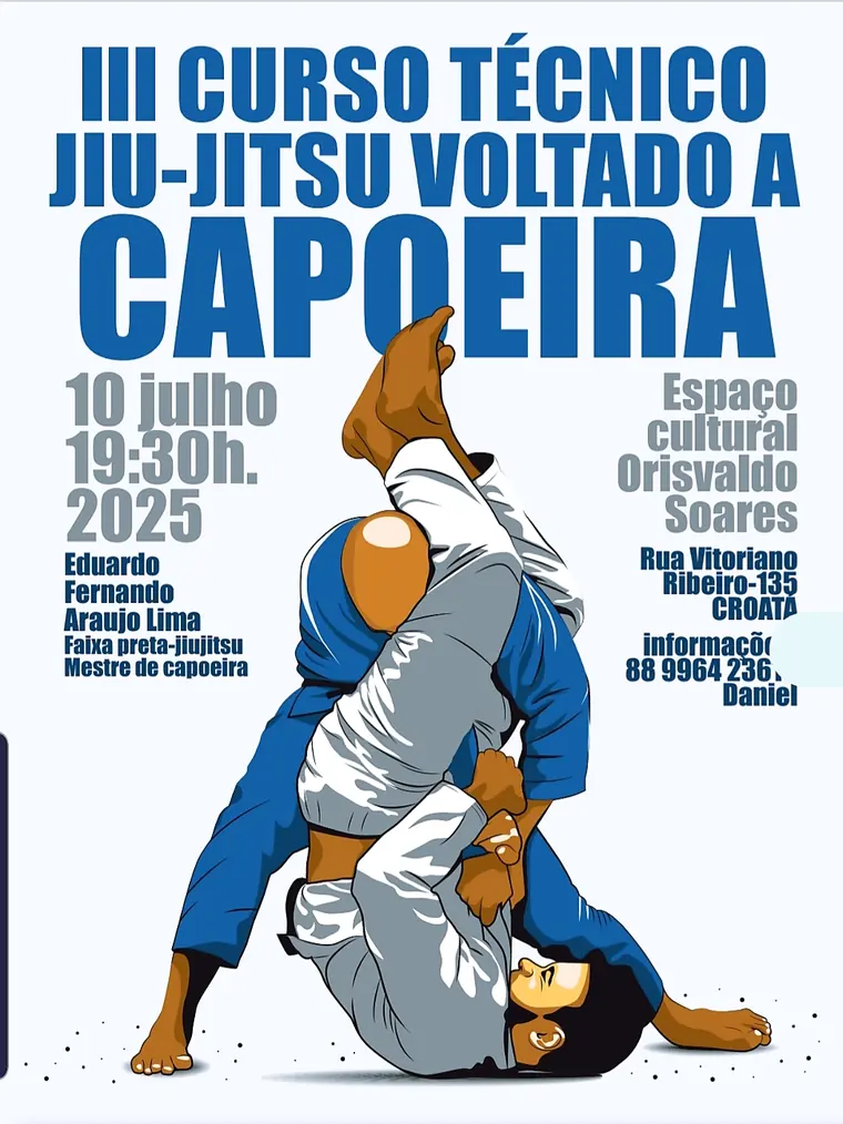 Cartaz do III Curso Técnico de Jiu-Jitsu voltado à Capoeira, no Espaço Cultural Orisvaldo Soares