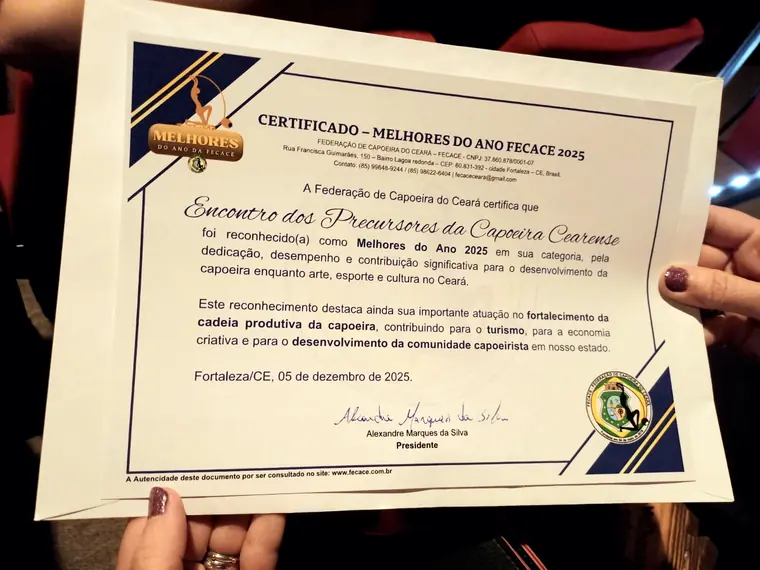 Certificado oficial da Federação de Capoeira do Ceará, Melhores do Ano 2025