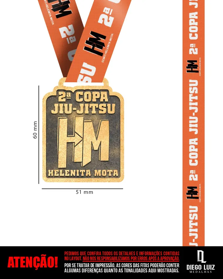 Medalha oficial da 2ª Copa Jiu-Jitsu Helenita Mota